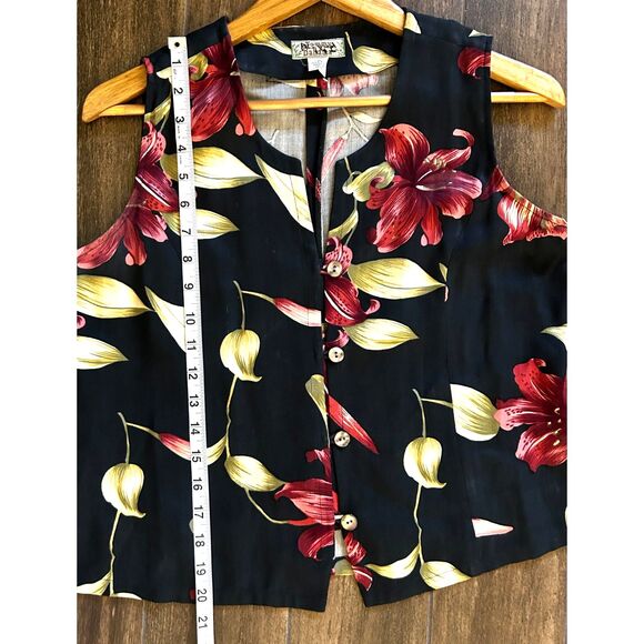 Tommy Bahama | Vintage Hawaiian Floral Silk Vest Women's Size Medium - Picture 7 of 7